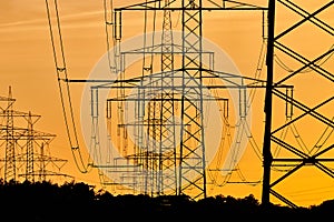 electricity transportation with hgh voltage wire on pylon