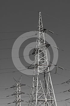 Electricity voltage high energy power technology electrical tower industry line electric grey sky