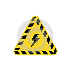 Electricity warning sign. Electricity warning sign with safety stripes on edges