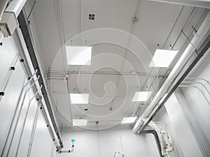 electricity wired system and lighting on the white ceiling