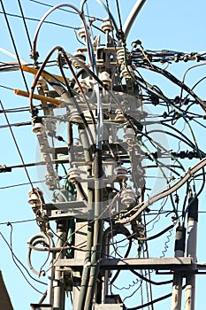 Electricity wires on a pole