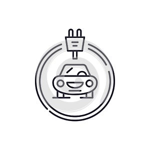 Electrics cars line icon concept. Electrics cars vector linear illustration, symbol, sign