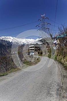 Electricty pole and electrcty in village Sarahan of Hiimalayan village