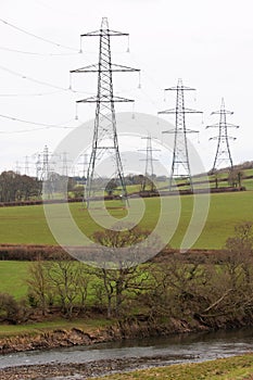 Electricty pylons in the UK countryside