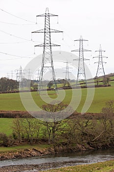 Electricty pylons in the UK countryside photo