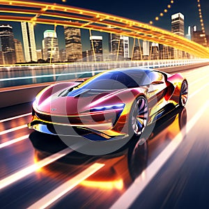 Electrifying Elegance: Futuristic Sports Cars on the Highway with Powerful Acceleration - The Realism of Electric Cars