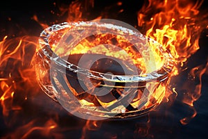 Electrifying Metal ring fire stage. Generate Ai