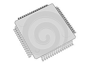 Electrionic Circuit Chip Package LQFP 3d illustration skecth outline