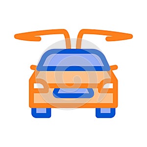 Electro car opened doors icon vector outline illustration