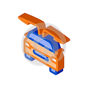 Electro car opened doors isometric icon vector illustration