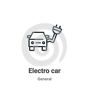 Electro car outline vector icon. Thin line black electro car icon, flat vector simple element illustration from editable general