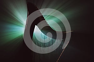 Electro harp in the rays of light