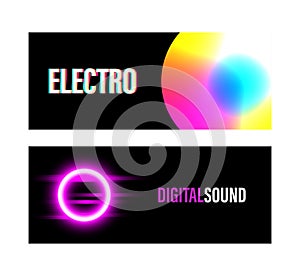 Electro and sound banner template vector, website header advertising background