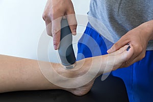 Electro stimulation used to treat pain, muscles injuries, strain
