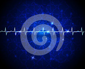 Electrocardiogram blue background