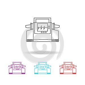 Electrocardiogram device and heart pulse on screen line icon. Elements of medical tools in multi colored icons. Premium quality gr photo