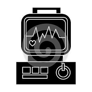 Electrocardiogram - heart analyse icon, vector illustration, black sign