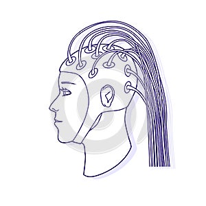Electroencephalography procedure. EEG. Vector outline illustration. photo