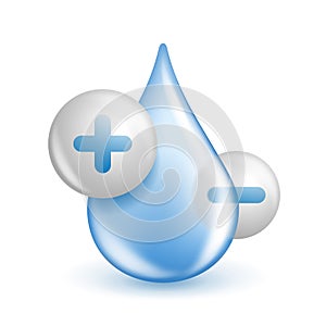 Electrolyte Drink 3D glossy icon - ions in water