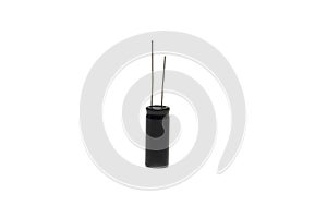 Electrolytic capacitor on a white background