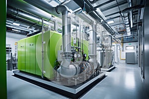 electrolyzer equipment in a green hydrogen facility