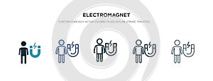 Electromagnet icon in different style vector illustration. two colored and black electromagnet vector icons designed in filled,