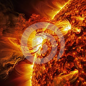 Electromagnetic storm on the sun