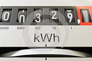 Electrometer is measuring power consumption. Close-up view. 3D rendered illustration.