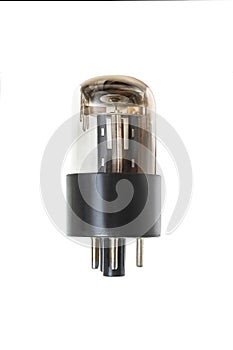 Electron beam vacuum device isolated on a white background. An outdated radio-electronic lamp.