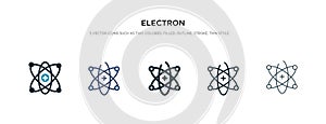 Electron icon in different style vector illustration. two colored and black electron vector icons designed in filled, outline,