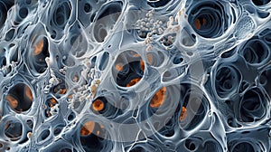 An electron microscope image of a plant cells primary cell wall showing the densely packed arrangement of cellulose