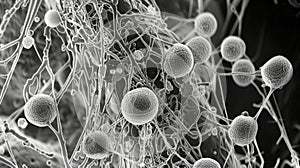 An electron microscope image revealing the ultrastructures of platelets including their granulefilled cytoplasm and photo