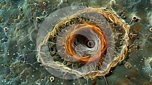 An electron microscope view of a single Trichomonas revealing its complex internal structure. The cell is filled with photo