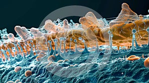 An electron microscopy image of a cell membrane attached to a bacterial cell wall highlighting the important role of the