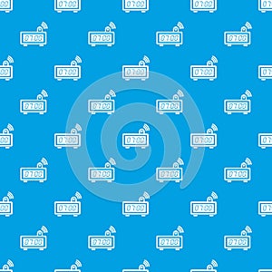 Electronic alarm clock pattern vector seamless blue