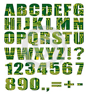 Electronic alphabet with letters and digits