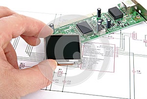 Electronic board with schematic photo
