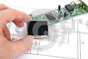 Electronic board with schematic