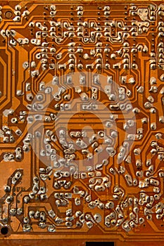 Electronic board. Soldering and electrical circuit paths.