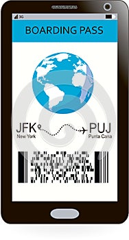 Electronic boarding pass on smartphone screen