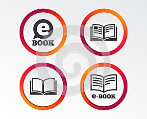 Electronic book signs. E-Book symbols. photo