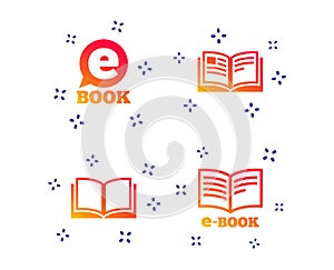 Electronic book signs. E-Book symbols. Vector photo