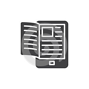 Electronic book reader icon vector