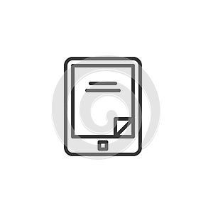 Electronic book reader line icon