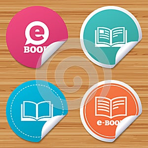 Electronic book signs. E-Book symbols.