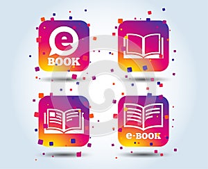 Electronic book signs. E-Book symbols. photo