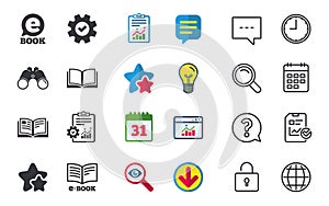Electronic book signs. E-Book symbols. photo