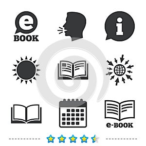 Electronic book signs. E-Book symbols. photo