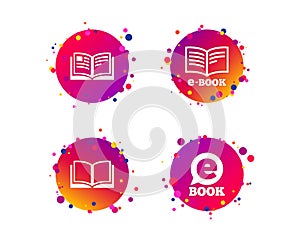 Electronic book signs. E-Book symbols. Vector