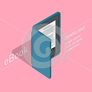 Electronic books icon. Isometric flat vector